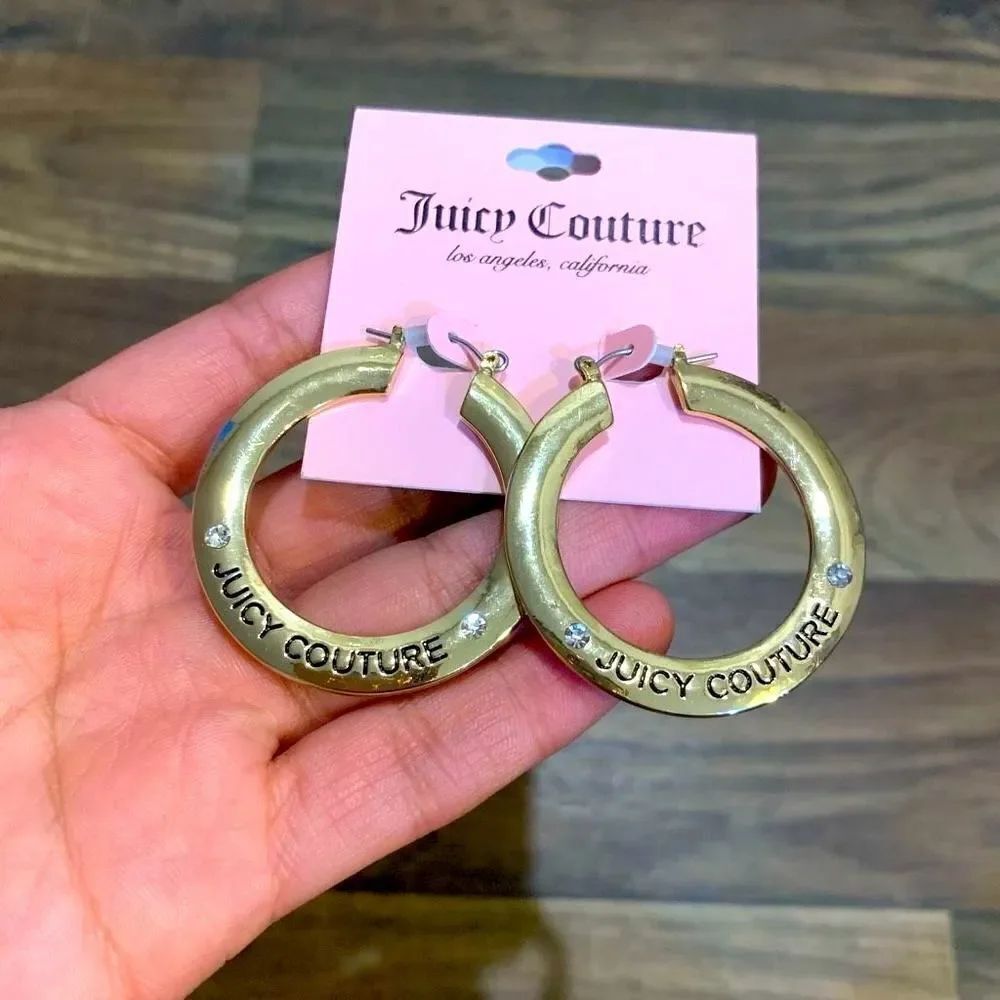 Gold & Rhinestone Juicy Couture Hoops
